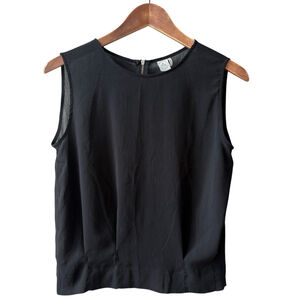 Paper Crane Semi Sheer Black Sleeveless Blouse Dress Tank Shirt Size SMALL